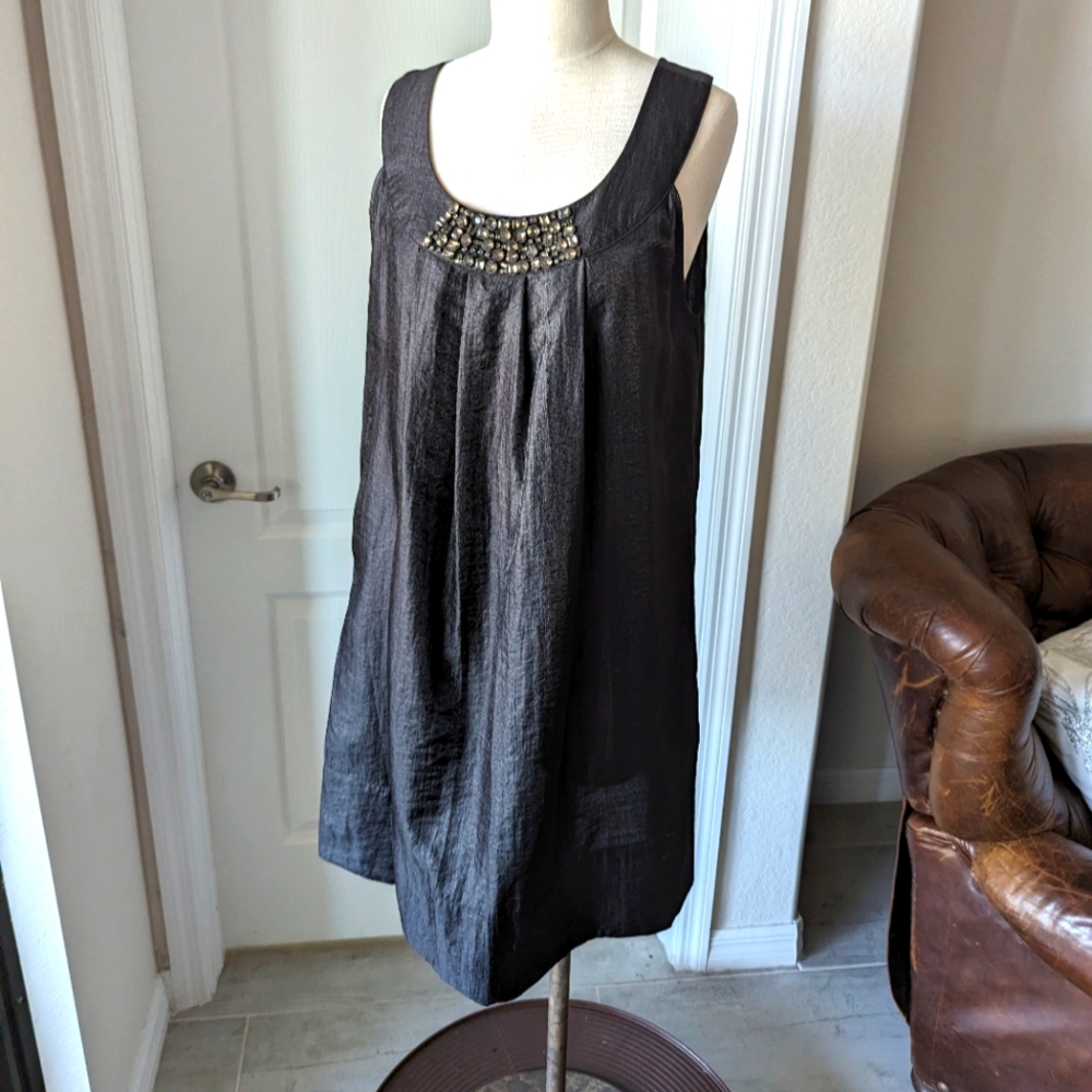 Little Black Mini Dress with Rhinestone Embellishments